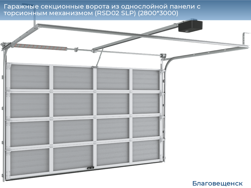 Гаражные секционные ворота из однослойной панели с торсионным механизмом (RSD02 SLP) (2800*3000), blagoveshchensk.doorhan.ru