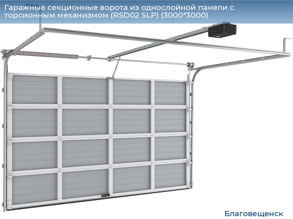 Гаражные секционные ворота из однослойной панели с торсионным механизмом (RSD02 SLP) (3000*3000), blagoveshchensk.doorhan.ru