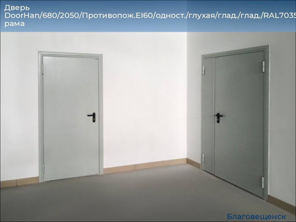 Дверь DoorHan/680/2050/Противопож.EI60/одност./глухая/глад./глад./RAL7035/лев./угл. рама, blagoveshchensk.doorhan.ru