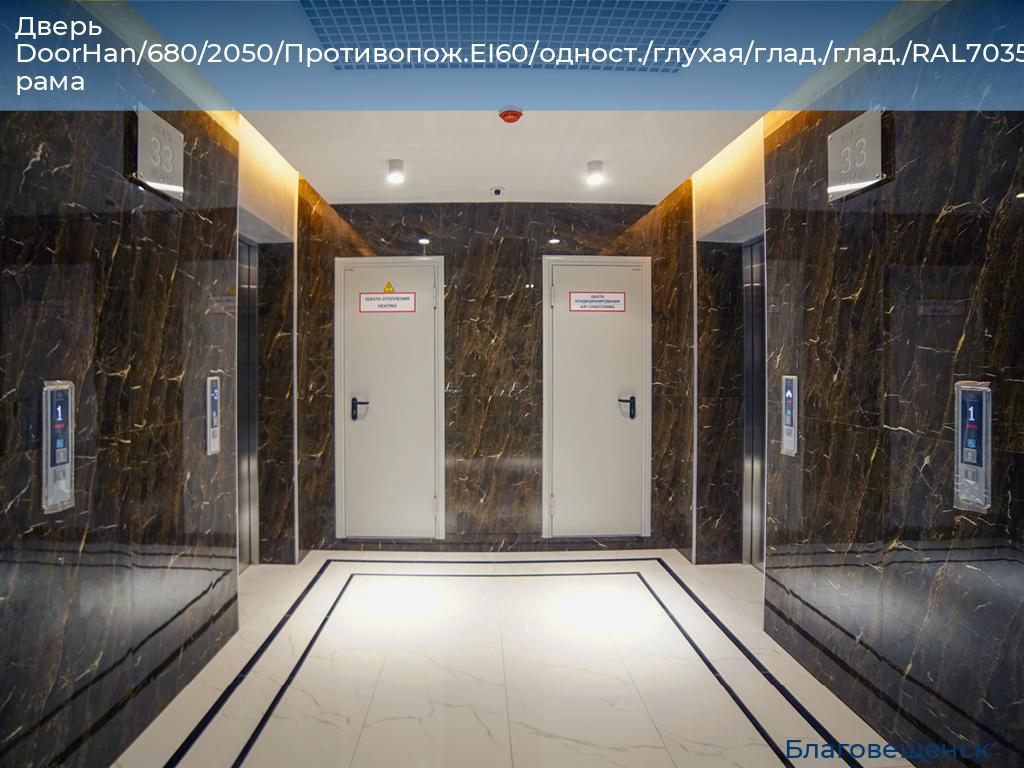Дверь DoorHan/680/2050/Противопож.EI60/одност./глухая/глад./глад./RAL7035/прав./угл. рама, blagoveshchensk.doorhan.ru