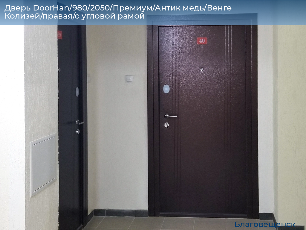 Дверь DoorHan/980/2050/Премиум/Антик медь/Венге Колизей/правая/с угловой рамой, blagoveshchensk.doorhan.ru